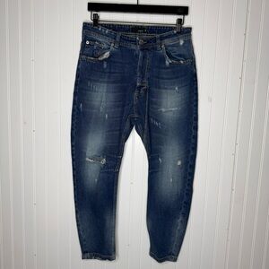 GENIUS Strictly Denim Division Distressed Button Fly Jeans Size 30